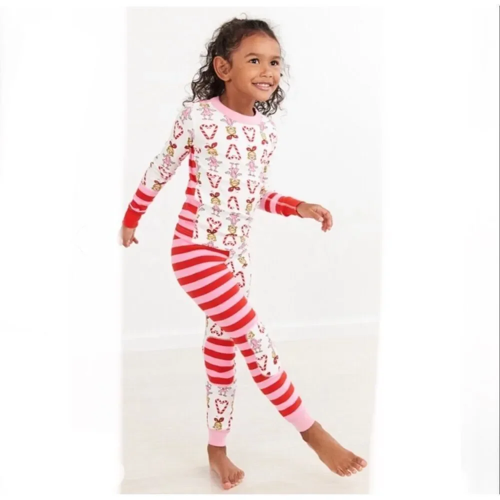 Hanna Andersson Dr. Seuss Grinch Long John Pajama Set Cindy Lou Who Candy Cane 8
